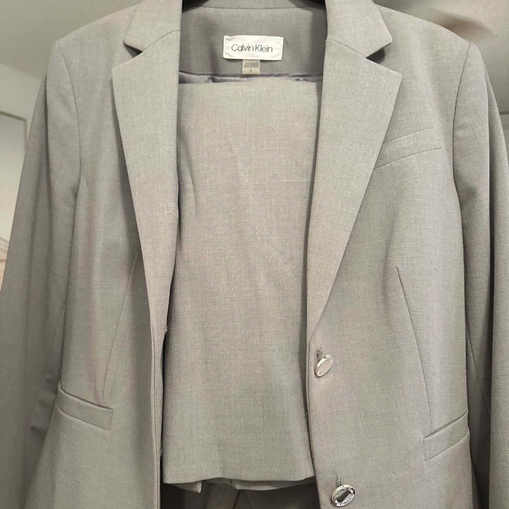 Calvin Klein Gray Suit Blazer, Pants, and Skirt